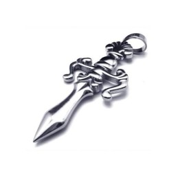 Collana Da Uomo Con Ciondolo A Forma Di Spada E Croce In Titanio Puro E Argento
