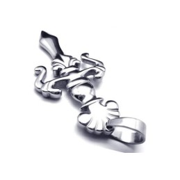 Collana Da Uomo Con Ciondolo A Forma Di Spada E Croce In Titanio Puro E Argento