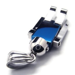 Collana Con Ciondolo Da Uomo In Titanio Puro Con Robot In Argento Blu
