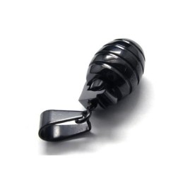 Collana Con Ciondolo A Forma Di Granata In Titanio Nero Puro Da Uomo