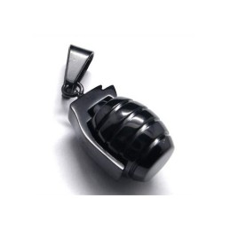 Collana Con Ciondolo A Forma Di Granata In Titanio Nero Puro Da Uomo