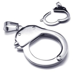 Collana Con Ciondolo A Manetta In Titanio Puro E Argento Da Uomo