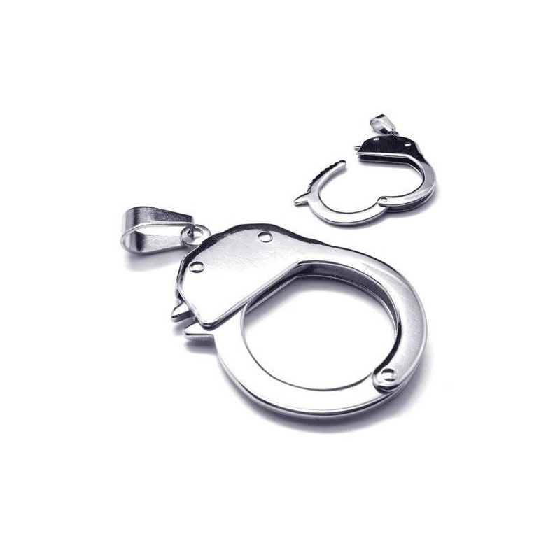 Collana Con Ciondolo A Manetta In Titanio Puro E Argento Da Uomo Collana Con Ciondolo A Manetta In Titanio Puro E Argento Da Uomo