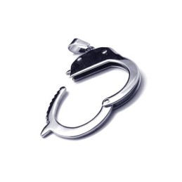 Collana Con Ciondolo A Manetta In Titanio Puro E Argento Da Uomo