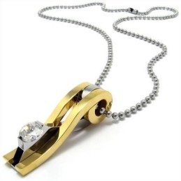 Collana Con Ciondolo In Titanio Puro Dorato Da Uomo (Nuova)
