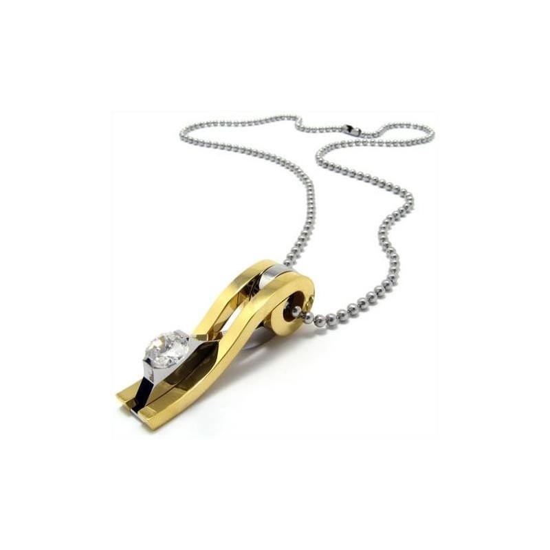 Collana Con Ciondolo In Titanio Puro Dorato Da Uomo (Nuova) Collana Con Ciondolo In Titanio Puro Dorato Da Uomo (Nuova)