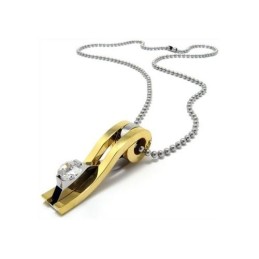 Collana Con Ciondolo In Titanio Puro Dorato Da Uomo (Nuova)