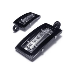 Collana Con Ciondolo In Titanio Puro Nero Argento Da Uomo
