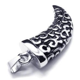 Collana Da Uomo Con Ciondolo A Forma Di Lancia In Titanio Puro, Argento E Nero