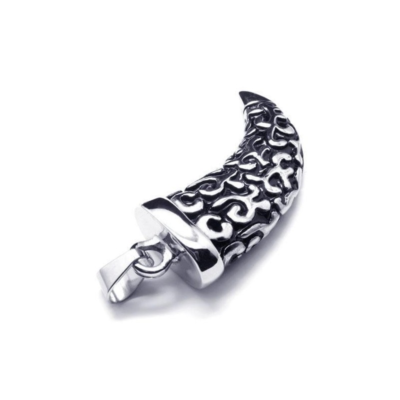 Collana Da Uomo Con Ciondolo A Forma Di Lancia In Titanio Puro, Argento E Nero Collana Da Uomo Con Ciondolo A Forma Di Lancia In Titanio Puro, Argento E Nero