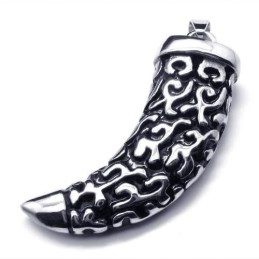 Collana Da Uomo Con Ciondolo A Forma Di Lancia In Titanio Puro, Argento E Nero