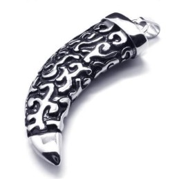 Collana Da Uomo Con Ciondolo A Forma Di Lancia In Titanio Puro, Argento E Nero