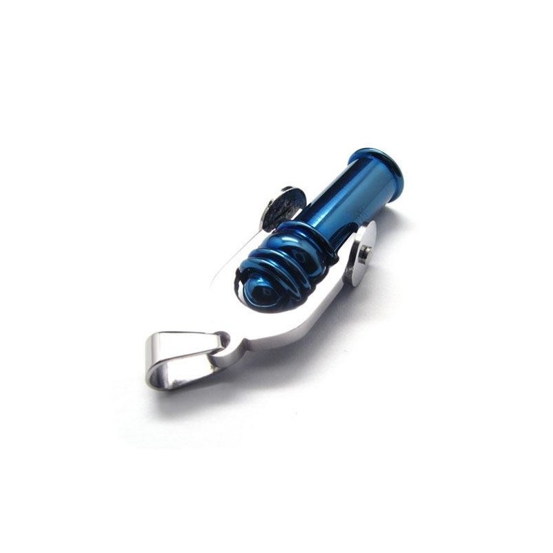 Collana Con Ciondolo A Forma Di Cannone In Titanio Puro Blu Da Uomo 6466 Collana Con Ciondolo A Forma Di Cannone In Titanio Puro Blu Da Uomo 6466