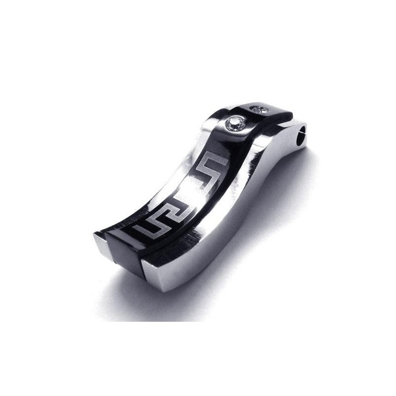 Collana Con Ciondolo In Titanio Puro Argento Nero Da Uomo (Nuovo)