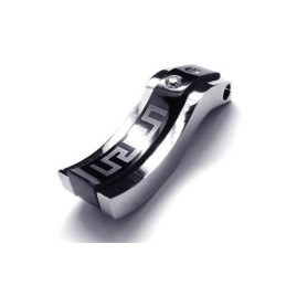 Collana Con Ciondolo In Titanio Puro Argento Nero Da Uomo (Nuovo)