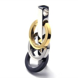 Collana Con Ciondolo A Tre Anelli In Titanio Puro Da Uomo @